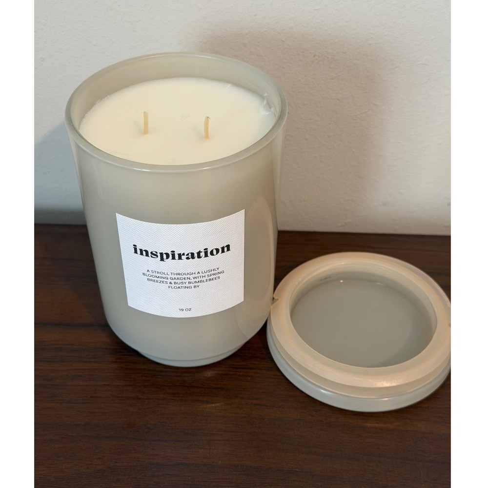 Place & Time Inspiration Fresh Morning 19oz 2-Wick Jar Candle Grey Beige Glass